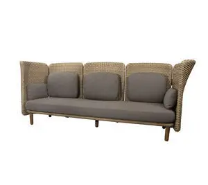 Cane-Line - Arch 3-pers. sofa m/højt arm-/ryglæn Taupe, Cane-line AirTouch hynder Natural/Taupe Cane-line Flat Weave